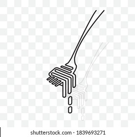 Spaghetti on fork sign for icon.