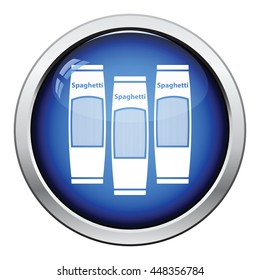 Spaghetti package icon. Glossy button design. Vector illustration.
