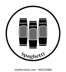 Spaghetti package icon. Thin circle design. Vector illustration.