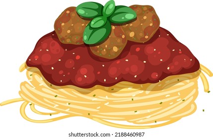 Spaghetti pasta with bolognese sauce illustration