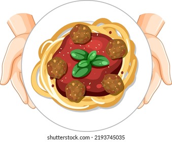 Spaghetti pasta with bolognese sauce illustration
