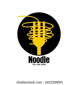 spaghetti and pasta design with fork logotype vector icon