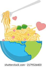 Spaghetti Pasta In Earth Bowl Illustration