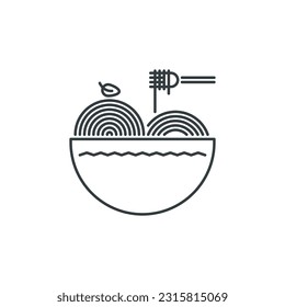 Spaghetti, pasta, tenedor, plato, comida, icono de restaurante, ilustración vectorial