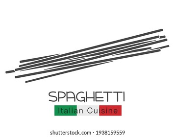 Spaghetti pasta glyph icon. Italian cuisine cut monochrome badge. Retro style vector illustration.
