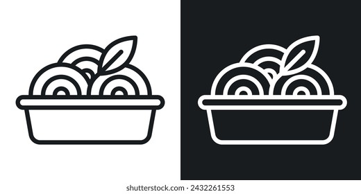 Spaghetti Pasta Icon Designed in a Line Style on White background.
