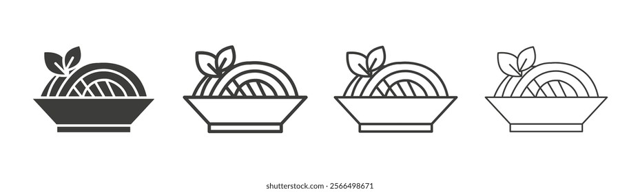 Spaghetti pasta icon flat and linear vector illustration on white background.