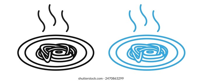 Spaghetti pasta icon mark in filled style