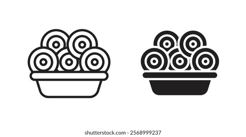 Spaghetti pasta icon set vector graphics designs