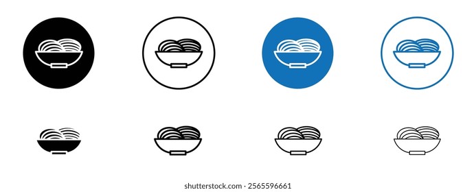 Spaghetti pasta icons in black and blue colors