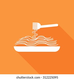 Spaghetti pasta icons set. Vector Illustration eps10. Flat icon with long shadow. 