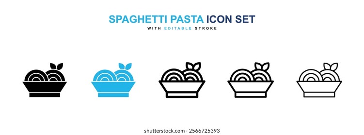 Spaghetti pasta icons vector collection pack.