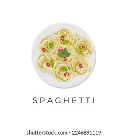 Logo De Ilustración De Pasta De Spaghetti Con Deliciosa Salsa De Pesto