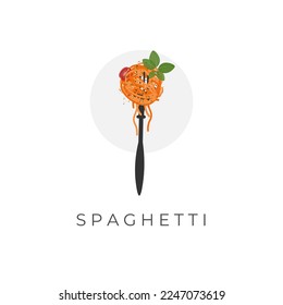 Logo De Ilustración De Pasta De Spaghetti Con Horquilla