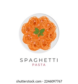 Logo De Ilustración De Pasta De Spaghetti Con Cortes De Jamón