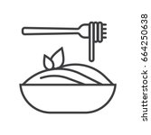 Spaghetti pasta line icon. Pasta on fork.