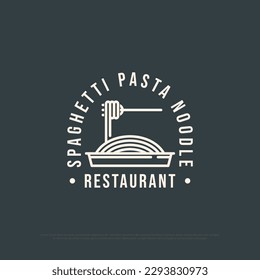 Spaghetti Pasta Noodle Shop logo diseño Inspiración, pasta italiana ilustración vectorial con símbolo de símbolo de trazo de contorno