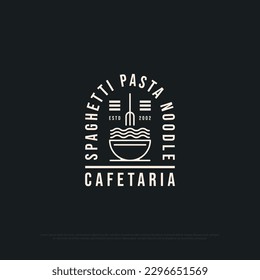 Spaghetti Pasta Noodle Shop logo diseño Inspiración, pasta italiana ilustración vectorial con símbolo de símbolo de trazo de contorno