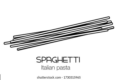 Spaghetti pasta outline icon. Italian cuisine drawn badge. Retro style vector illustration.