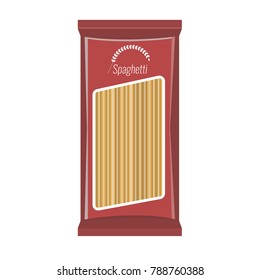 Spaghetti or pasta package mockup, isolated on white background. Flat and solid color style Illustrated Vector.