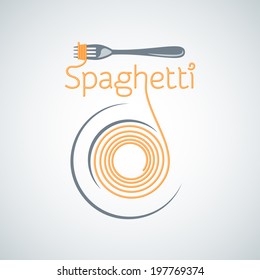 spaghetti pasta plate fork background 