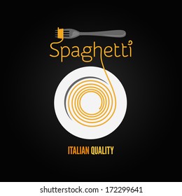 spaghetti pasta plate fork design menu background