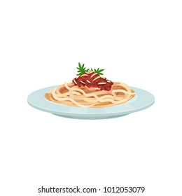 Spaghetti pasta with sauce, Italian cuisine vector Illustration