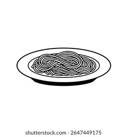 Spaghetti Plate Top View - Italian Pasta Vector for Restaurant Menu, Cooking, and Culinary Art