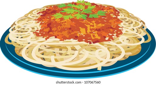 Spaghetti in a plate. vector