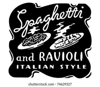 Spaghetti And Ravioli - Retro Ad Art Banner