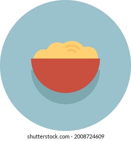 Spaghetti in red bowl, illustration, vector on a white background.