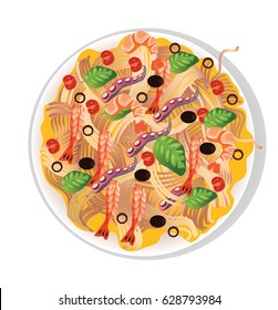spaghetti with seafood