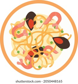 spaghetti seafood illustration food vector