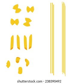 Spaghetti set, pasta collection, macaroni icon, pasta types