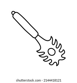 Spaghetti-Löffel. Küchengeschirr-Skizze. Doodle Linie Vektorküchenausrüstung und Werkzeug. Cutlery