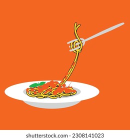 Spaghetti Sushi dish vector ilustración plana