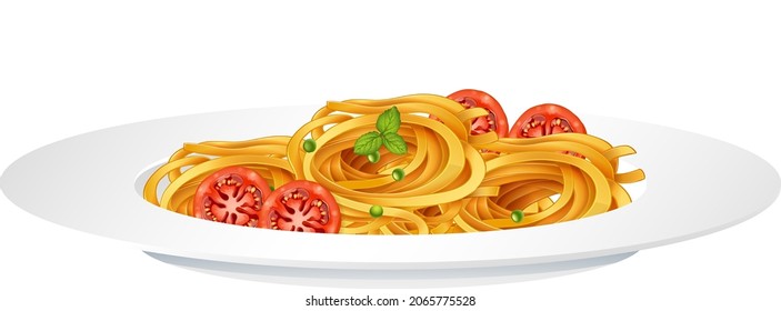 Spaghetti with tomato isolated illustration