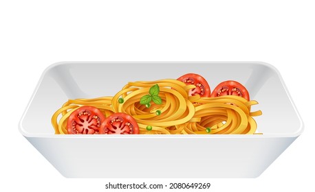 Spaghetti with tomato isolated illustration