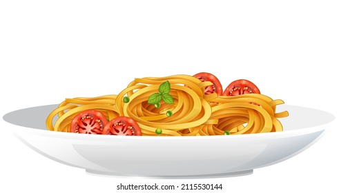 Spaghetti with tomato isolated illustration