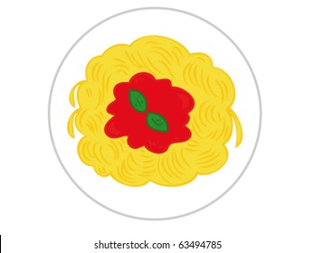 Spaghetti with tomato sauce.