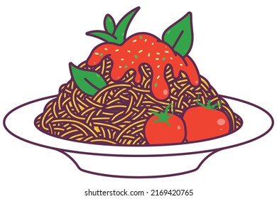 Ilustración de dibujos animados vectoriales de Spaghetti aislados en un fondo blanco.