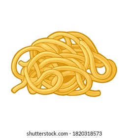 Spaghetti. Ilustración de color vectorial aislada en fondo blanco. Elemento de diseño dibujado a mano