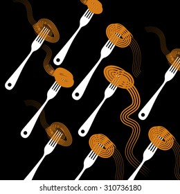 spaghetti vector food pasta fork meal illustration