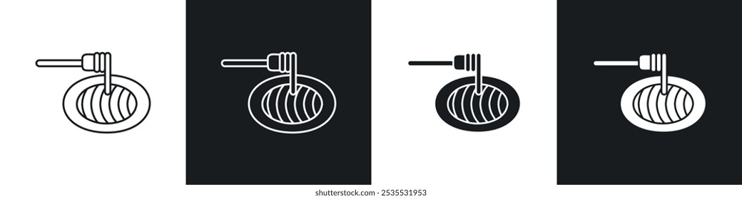 Spaghetti vector icon set in black and white. EPS 10 illustration