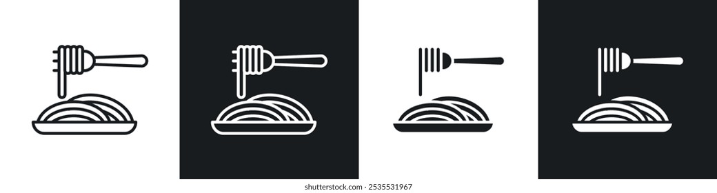 Spaghetti vector icon set in black and white. EPS 10 illustration 2