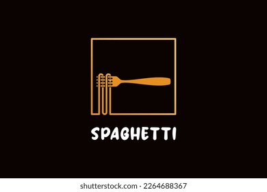 Diseño de logotipo de ilustración vectorial Spaghetti con concepto de línea de caja moderna