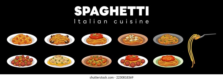 Spaghetti vector set colección gráfico diseño de clipart