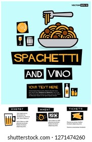 Spaghetti and Vino Retro Style Poster