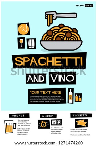 Spaghetti and Vino Retro Style Poster