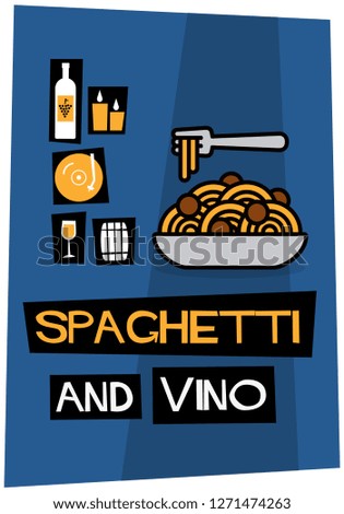 Spaghetti and Vino Retro Style Poster